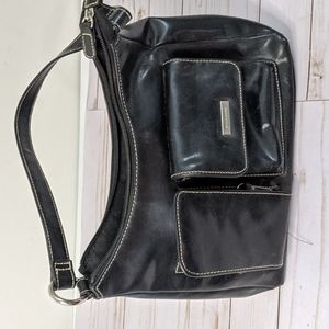 Studio Works Small Black Multicompartment Vinyl Handbag